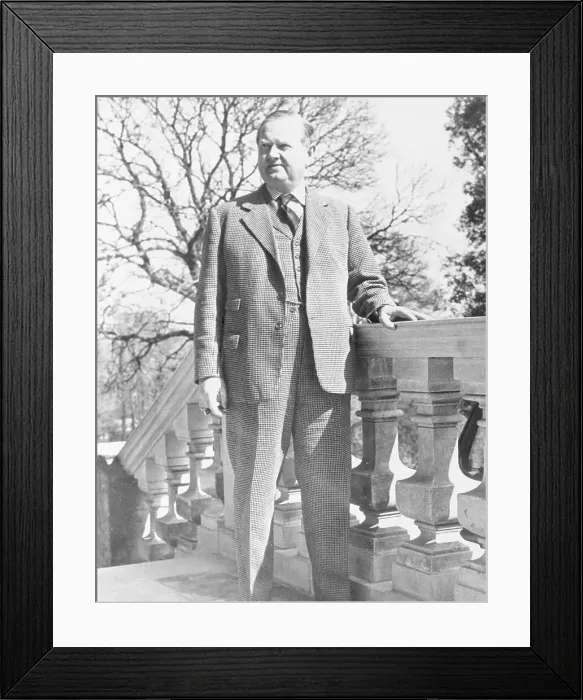 Framed Print : Writer Evelyn Waugh on Balcony at Home Framed Print : Writer Evelyn Waugh on Balcony at Home