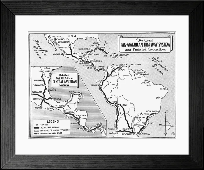Framed Print : Map of Panama Zone Areas Framed Print : Map of Panama Zone Areas
