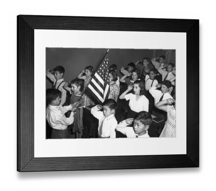 Framed Print : Children Saluting American Flag Framed Print : Children Saluting American Flag