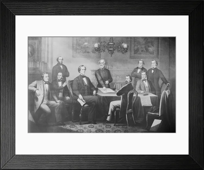 Framed Print : Engraving of Jefferson Davis and His Cabinet Framed Print : Engraving of Jefferson Davis and His Cabinet