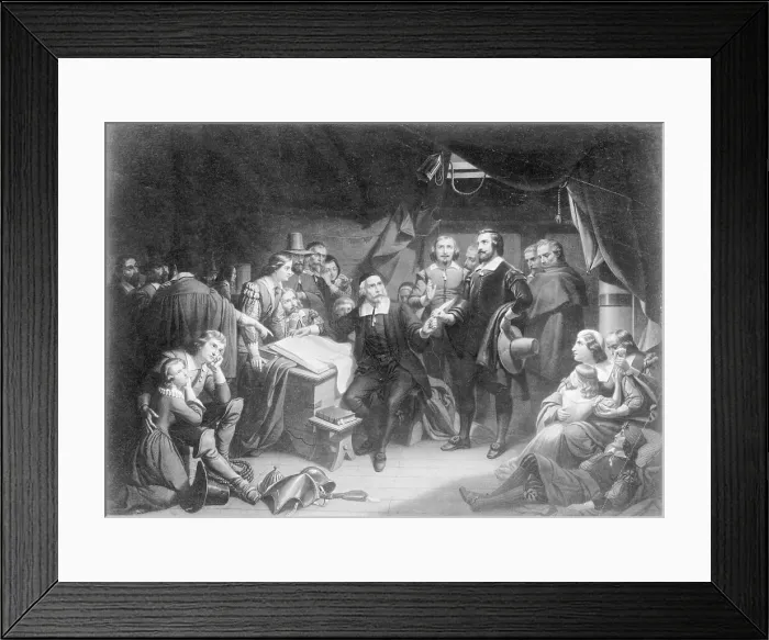 Framed Print : Print of Pilgrim Fathers Signing Mayflower Compact Framed Print : Print of Pilgrim Fathers Signing Mayflower Compact