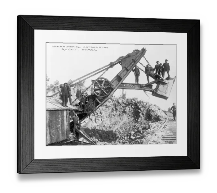 Framed Print : Men at Work on Steam Shovel Framed Print : Men at Work on Steam Shovel