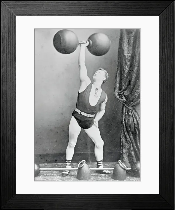 Framed Print : George Sandow Lifting Large Barbell Framed Print : George Sandow Lifting Large Barbell