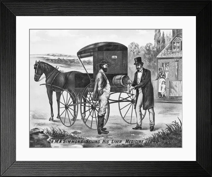 Framed Print : Salesman Dispensing Medicine Framed Print : Salesman Dispensing Medicine