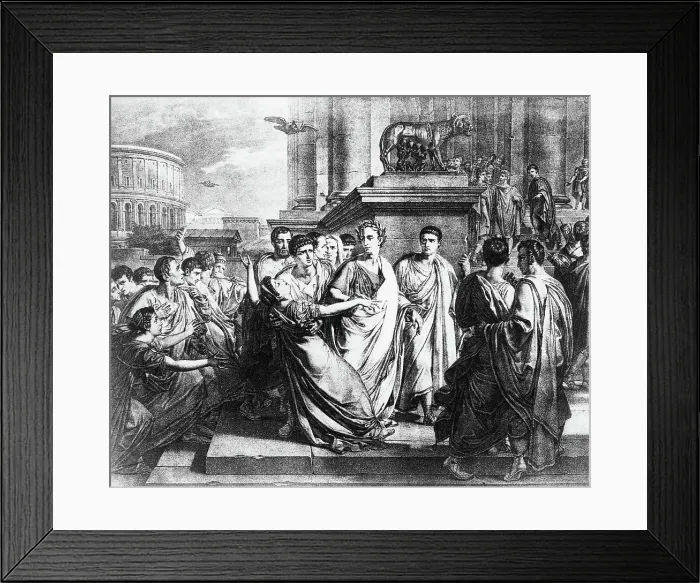 Framed Print : Julius Caesar and Wife in Crowd Framed Print : Julius Caesar and Wife in Crowd