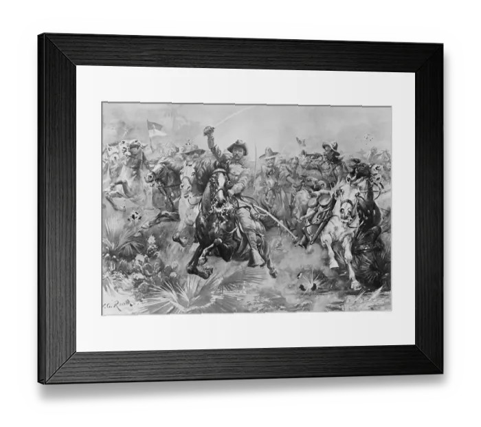 Framed Print : Teddy Roosevelt Leading Rough Riders Framed Print : Teddy Roosevelt Leading Rough Riders