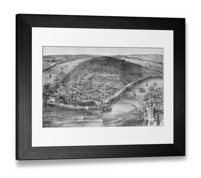 Framed Print : 19th Century Print of Bird's-Eye View of Manhattan Framed Print : 19th Century Print of Bird's-Eye View of Manhattan