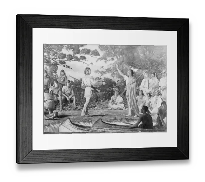 Framed Print : Robert Rogers and Pontiac Conversing Framed Print : Robert Rogers and Pontiac Conversing
