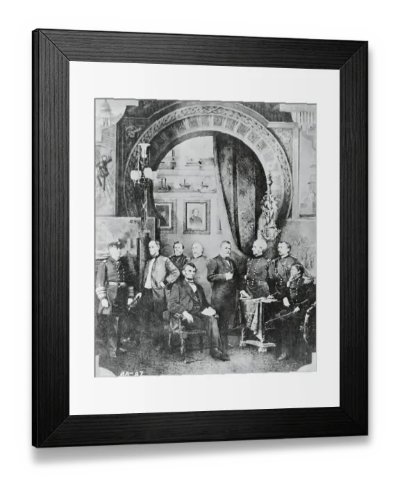 Framed Print : Abraham Lincoln Posing with Generals Framed Print : Abraham Lincoln Posing with Generals