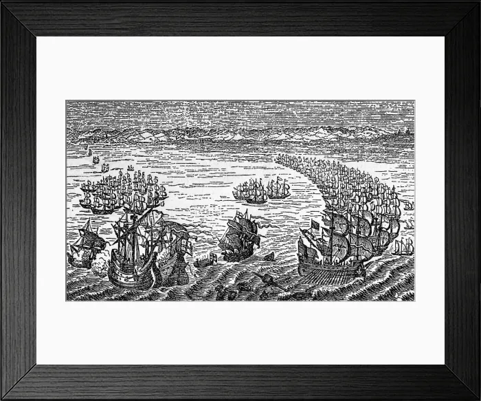 Framed Print : English Fleet Attacking Spanish Armada Framed Print : English Fleet Attacking Spanish Armada