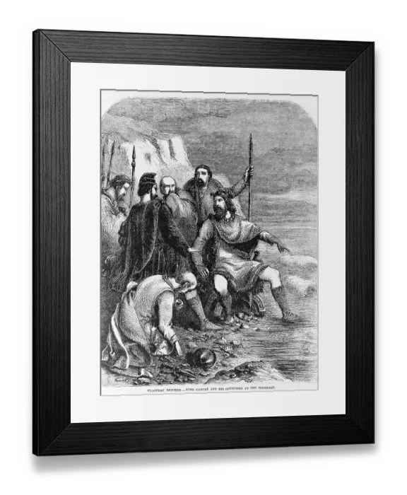 Framed Print : King Canute at Seashore with His Courtiers Framed Print : King Canute at Seashore with His Courtiers