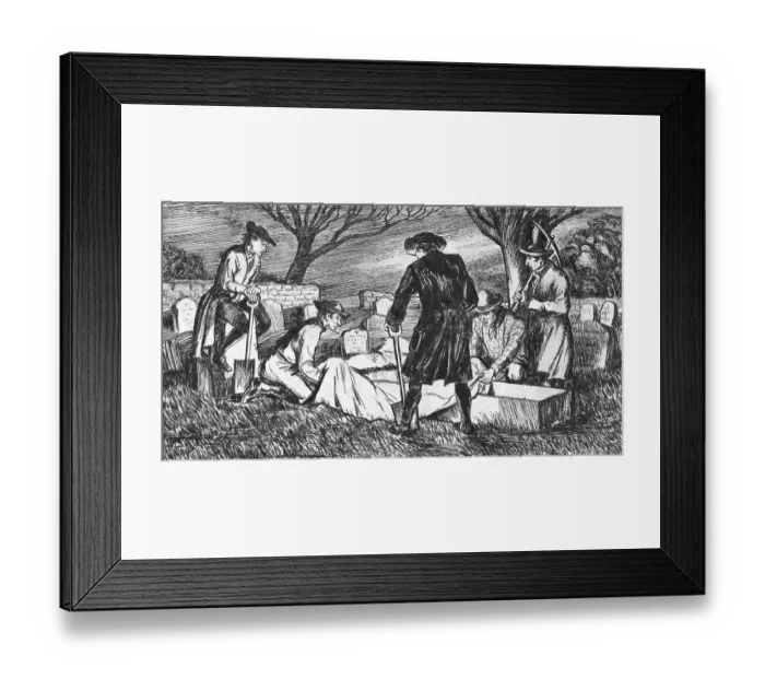 Framed Print : Thieves Stealing Bodies From Graveyard Framed Print : Thieves Stealing Bodies From Graveyard