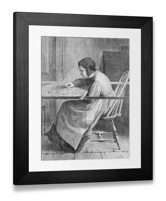 Framed Print : Woman Quilting on a Frame Framed Print : Woman Quilting on a Frame