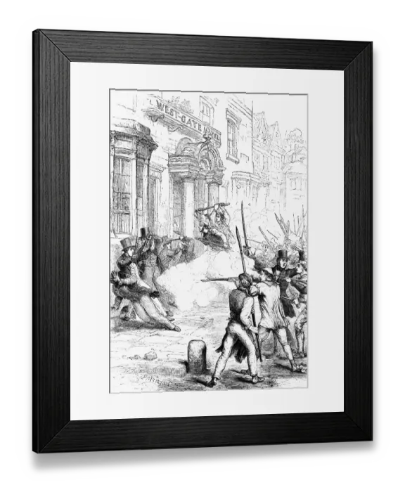 Framed Print : Rioters Shooting and Fighting Framed Print : Rioters Shooting and Fighting