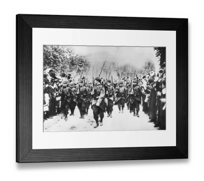 Framed Print : Spectators Observing Marching Troops Framed Print : Spectators Observing Marching Troops