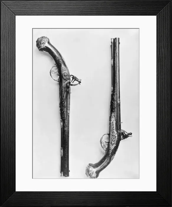 Framed Print : Seventeenth Century Flintlock Pistols Framed Print : Seventeenth Century Flintlock Pistols