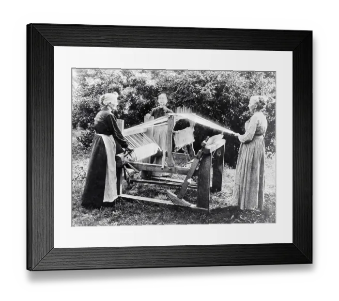 Framed Print : Tennessee Mountaineers Using Weaving Loom Outdoors Framed Print : Tennessee Mountaineers Using Weaving Loom Outdoors