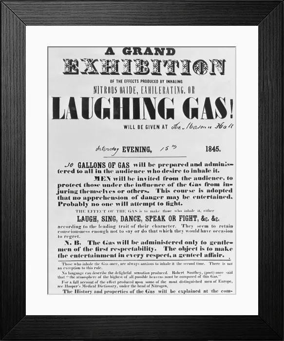 Framed Print : Poster on Laughing Gas Framed Print : Poster on Laughing Gas