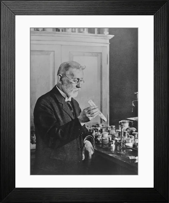 Framed Print : Scientist Paul Ehrlich Holding Test Tube
