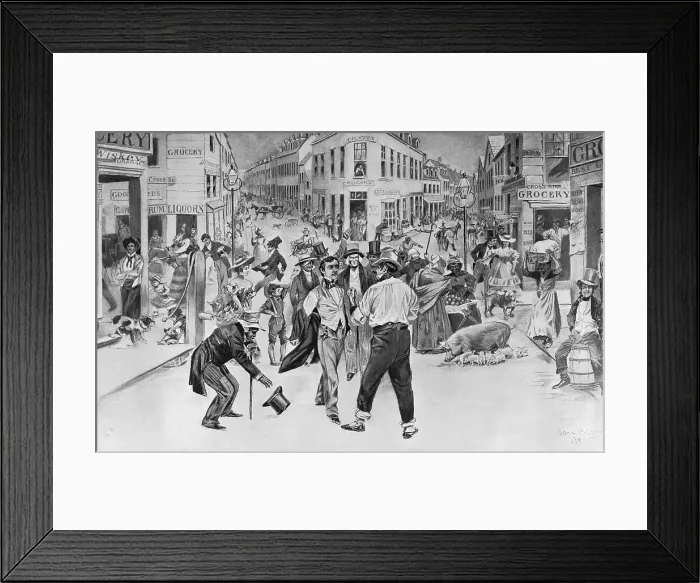 Framed Print : Print of an Encounter Between a Swell and a Bowery Boy in the Five Points Neighborhood Framed Print : Print of an Encounter Between a Swell and a Bowery Boy in the Five Points Neighborhood