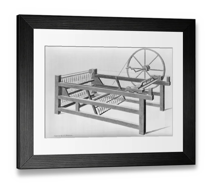 Framed Print : Engraving of a Spinning Jenny by T.E. Nicholson Framed Print : Engraving of a Spinning Jenny by T.E. Nicholson