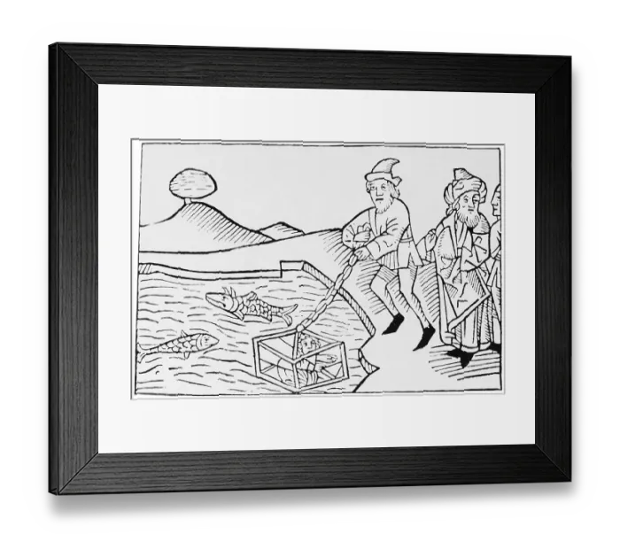 Framed Print : Woodcut of Alexander the Great in a Diving Bell Framed Print : Woodcut of Alexander the Great in a Diving Bell