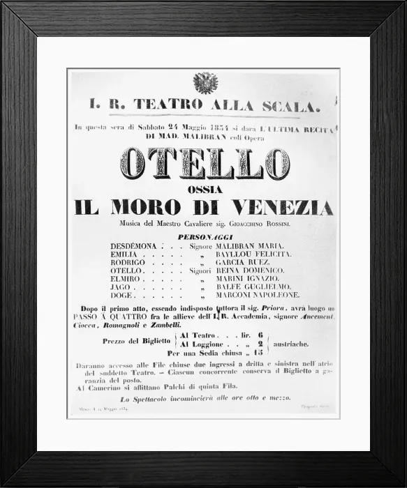 Framed Print : Poster for Otello Opera at La Scalla in Italy Framed Print : Poster for Otello Opera at La Scalla in Italy