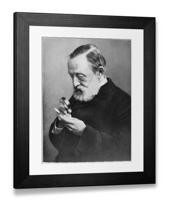 Framed Print : Rudolph Virchow Looking Through Magnifying Glass Framed Print : Rudolph Virchow Looking Through Magnifying Glass