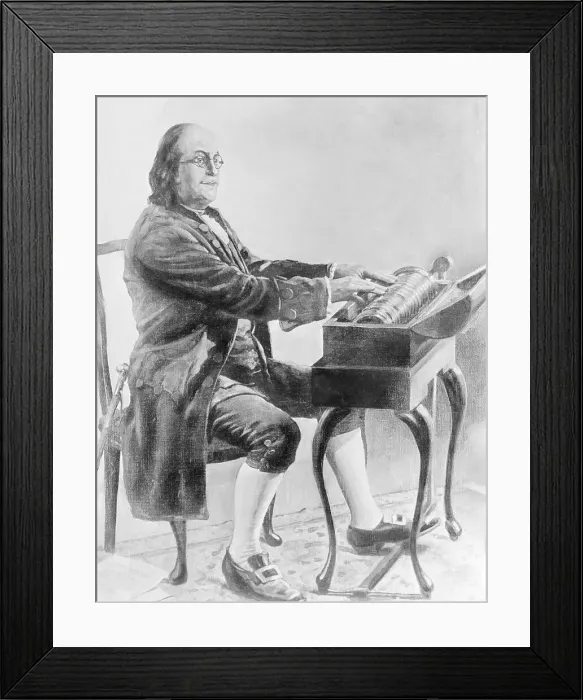 Framed Print : Benjamin Franklin Playing Harmonica Framed Print : Benjamin Franklin Playing Harmonica