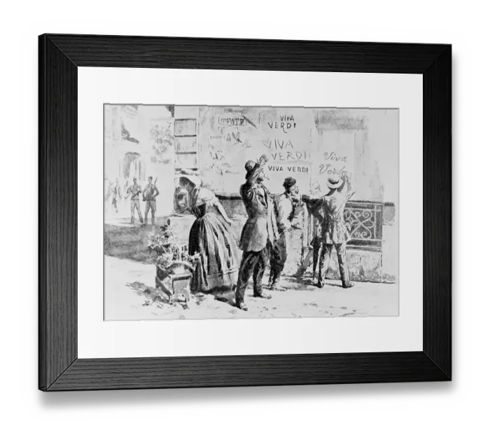 Framed Print : Painting of Italians Writing Viva Verdi on a Wall Framed Print : Painting of Italians Writing Viva Verdi on a Wall