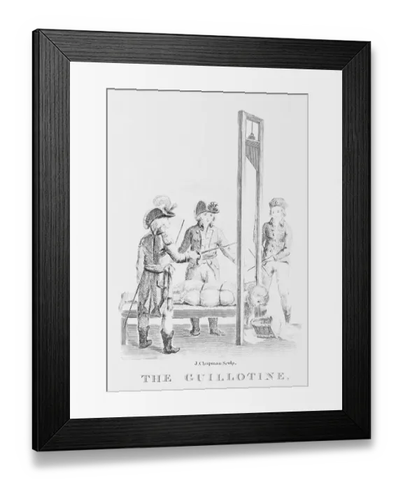 Framed Print : Man Lying in Guillotine Framed Print : Man Lying in Guillotine