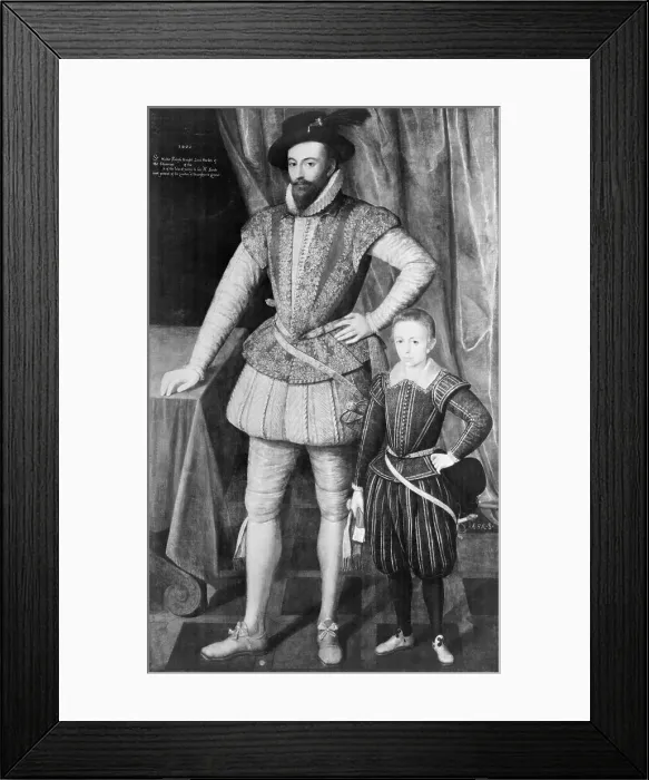 Framed Print : Portrait of Sir Walter Raleigh and His Son Framed Print : Portrait of Sir Walter Raleigh and His Son