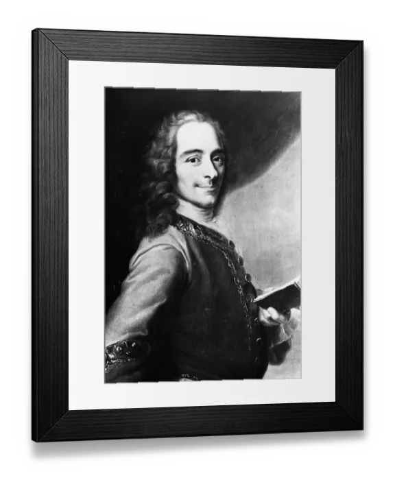 Framed Print : Voltaire. Portrait of French author Voltaire (1694-1778) reading La Henriade Framed Print : Voltaire. Portrait of French author Voltaire (1694-1778) reading La Henriade