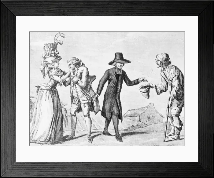 Framed Print : Print of a Clergyman Stealing from the Rich to Give to the Poor Framed Print : Print of a Clergyman Stealing from the Rich to Give to the Poor