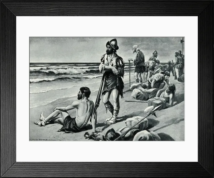 Framed Print : Panfilo de Narvaez and Crew Waiting Framed Print : Panfilo de Narvaez and Crew Waiting