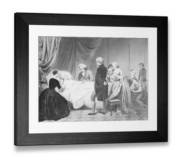 Framed Print : Painting of Attendants Comforting George Washington on His Deathbed Framed Print : Painting of Attendants Comforting George Washington on His Deathbed