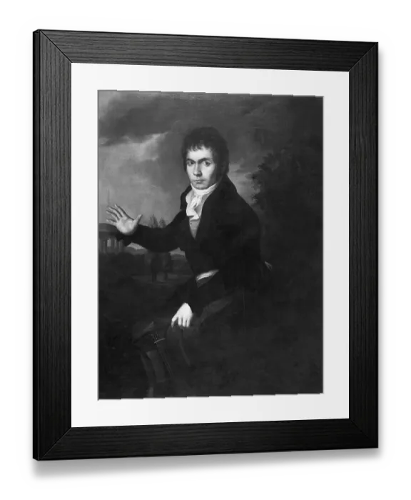 Framed Print : Ludwig Beethoven Posing on Dark Outdoor Scene