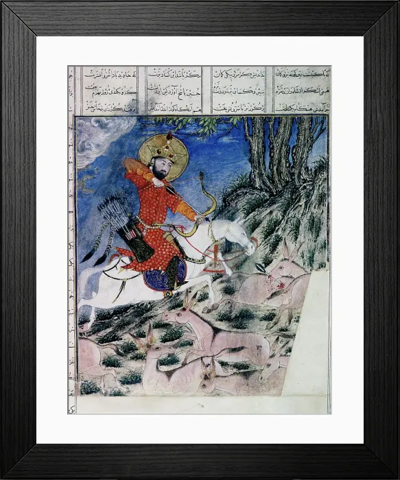 Framed Print : Bahram Gur Hunting the Wild Ass from the Shahnama by Firdausi Framed Print : Bahram Gur Hunting the Wild Ass from the Shahnama by Firdausi