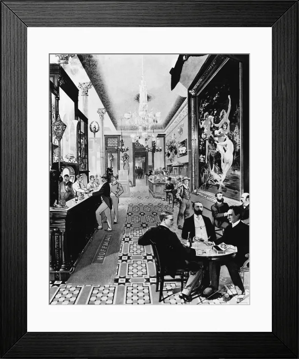 Framed Print : Lithograph Depicting an Interior View of the Hoffman House Bar Framed Print : Lithograph Depicting an Interior View of the Hoffman House Bar