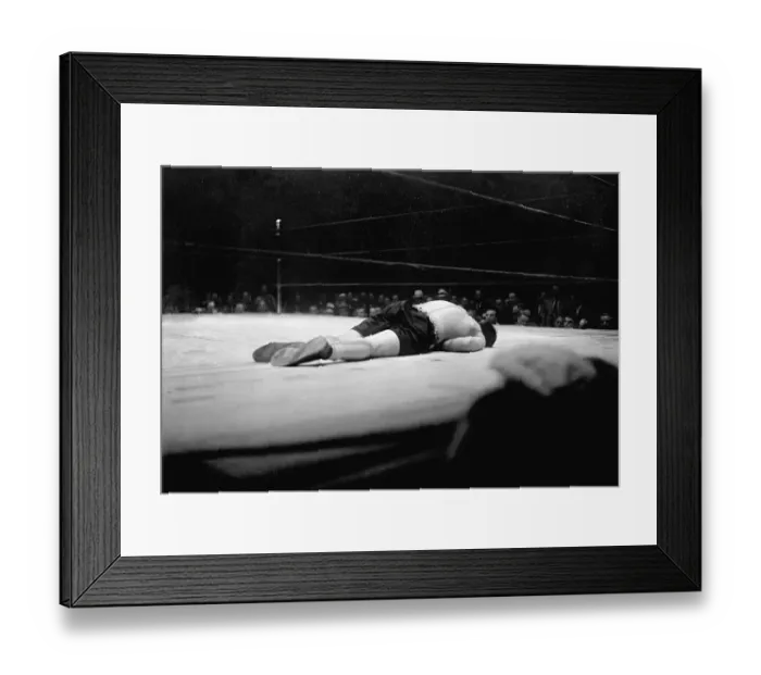 Framed Print : Jack Sharkey Lying On Boxing Ring Canvas Framed Print : Jack Sharkey Lying On Boxing Ring Canvas