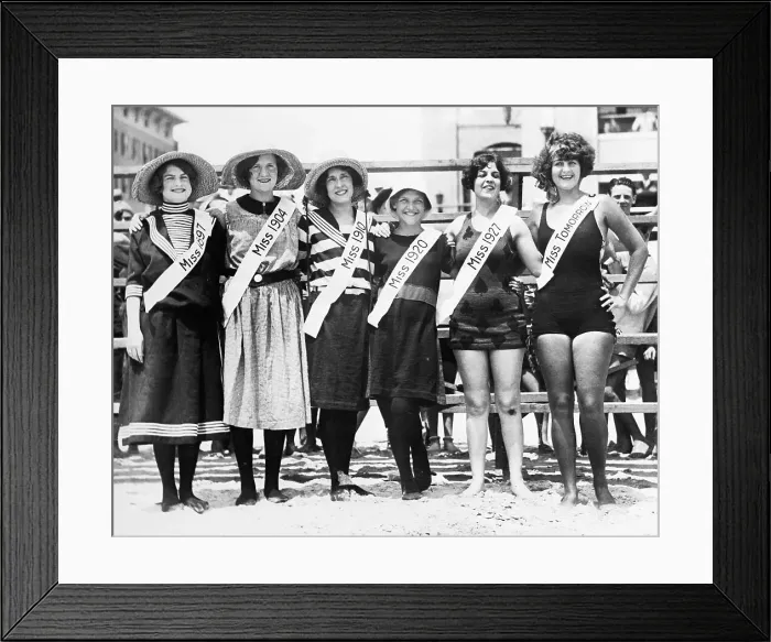 Framed Print : Exhibit Of The Evolution Of Swim Suits