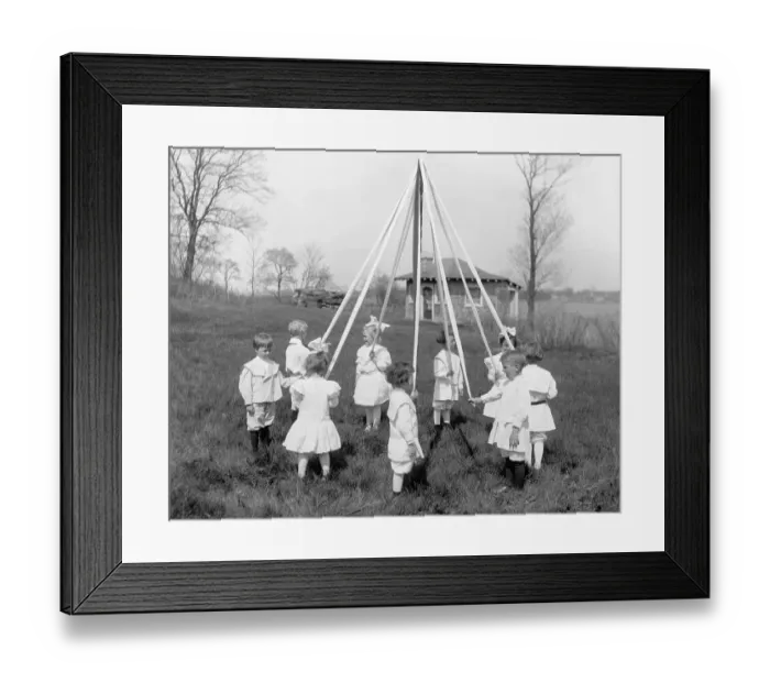 Framed Print : Children Grouped Around May Pole Framed Print : Children Grouped Around May Pole