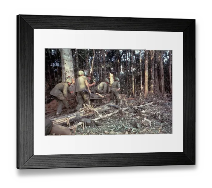 Framed Print : Soldiers W / Wounded Marine / Vietnam War Framed Print : Soldiers W / Wounded Marine / Vietnam War