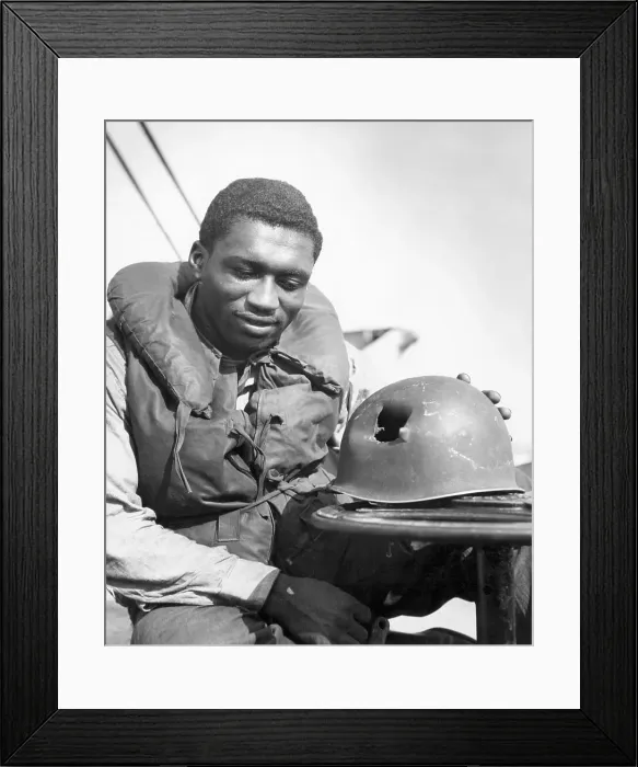 Framed Print : Soldier Looks At Hole In Helmet