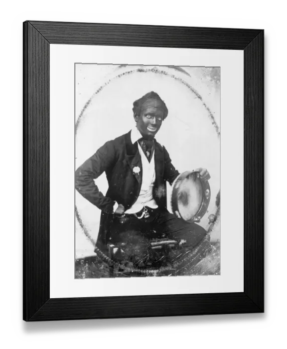 Framed Print : Performer In Blackface With Tambourine Framed Print : Performer In Blackface With Tambourine