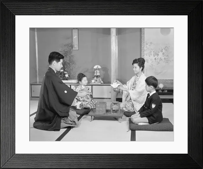 Framed Print : Family Celebrating New Year In Japan Framed Print : Family Celebrating New Year In Japan
