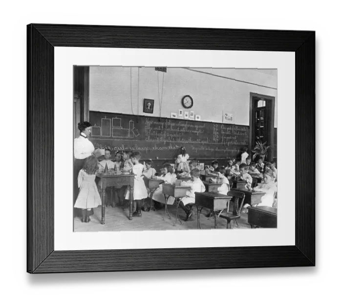 Framed Print : Elementary School Teacher Showing Class Shapes Framed Print : Elementary School Teacher Showing Class Shapes