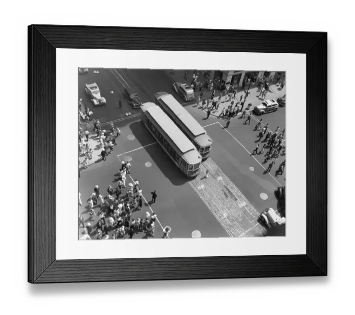 Framed Print : Overhead View / Pedestrians & Traffic Framed Print : Overhead View / Pedestrians & Traffic