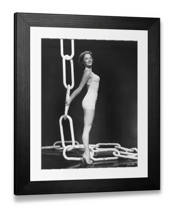 Framed Print : Woman Models a Bathing Suit / Large Chain Framed Print : Woman Models a Bathing Suit / Large Chain