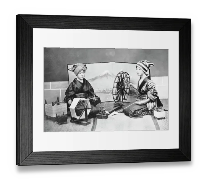 Framed Print : Japanese Women Spinning Framed Print : Japanese Women Spinning